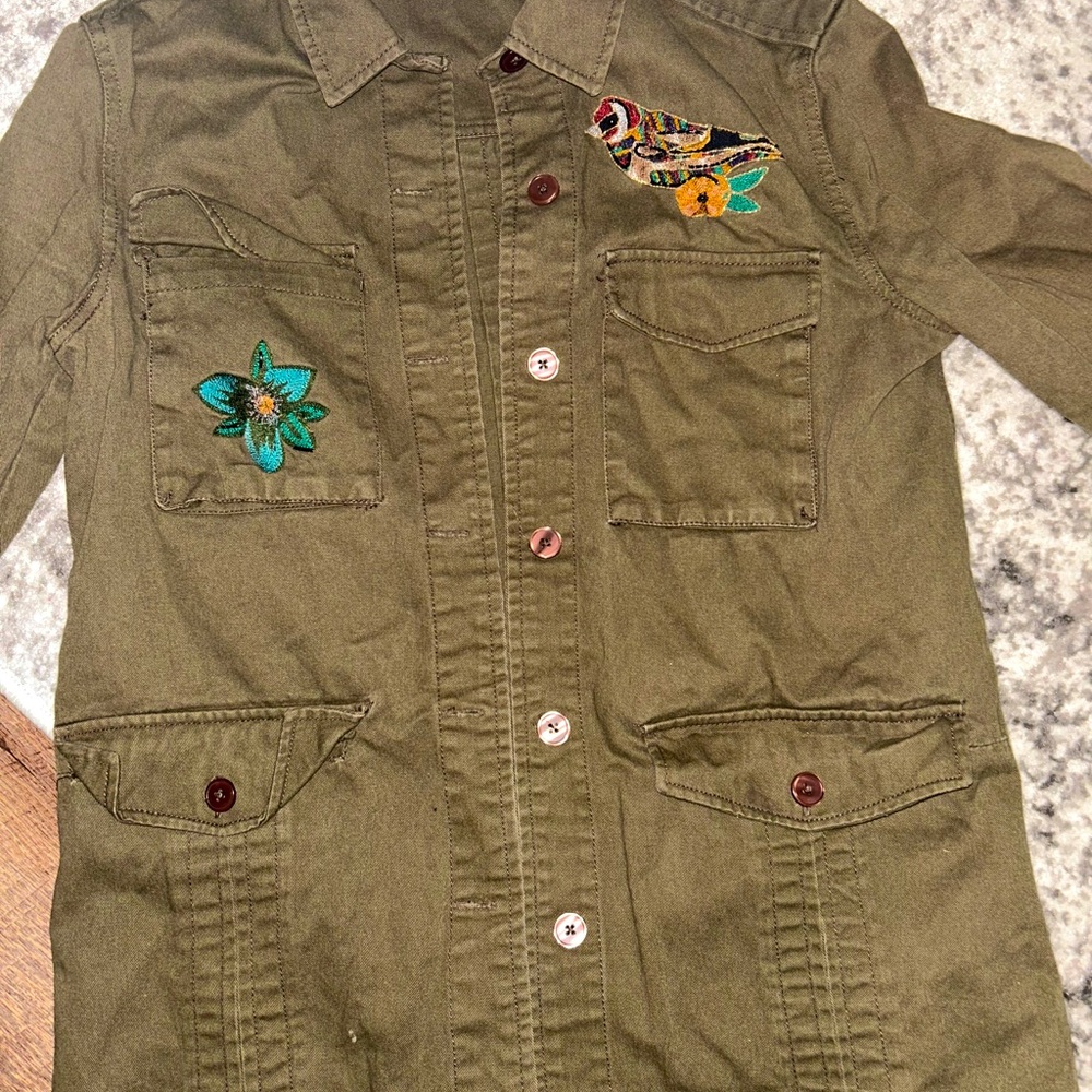 Zara Basic Denim Army Style Patch And Embroidered… - image 2